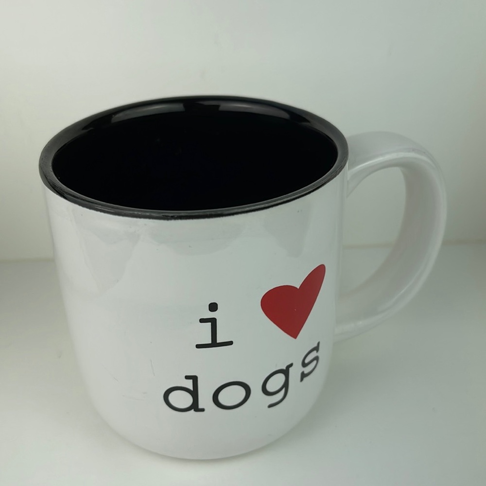 10 Strawberry Street Decal “i heart dogs” White 16oz ceramic mug
